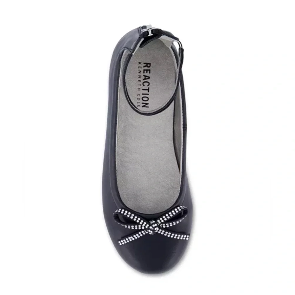 Kenneth Cole New York Big Girls Daisy Luv Black Ballet Flat Shoes US 4.      NWT